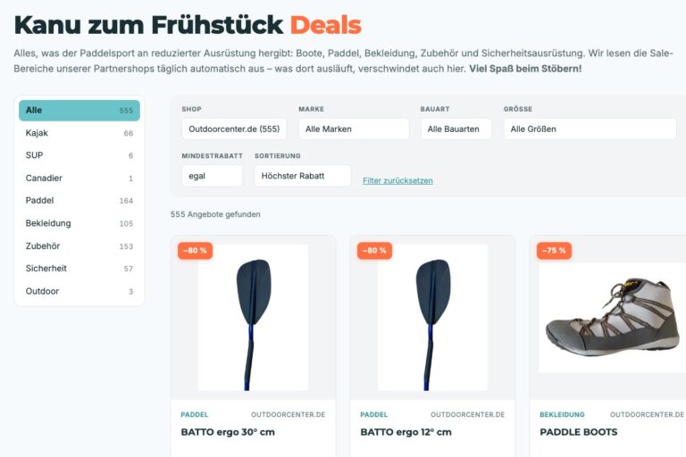 Neu in unseren Deals: Outdoorcenter.de, der Kajakshop von Blue and White